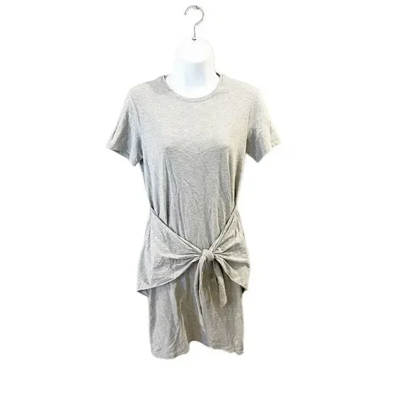 NEW Theory Dakui Knotted T-Shirt Dress Short Sleeve Casual Gray K350 Size Small - Picture 7 of 7